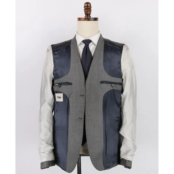 Acne Wall Street Jacket Size 38S Blazer Sport Coat Gray 100% Wool 2-Button